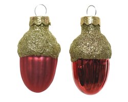 Decoris Eikel glas shiny,matt gold glitter mix - afbeelding 2
