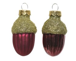 Decoris Eikel glas shiny,matt gold glitter mix - afbeelding 2