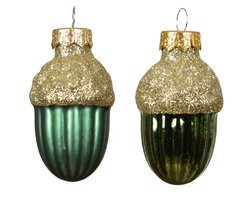 Decoris Eikel glas shiny,matt gold glitter mix - afbeelding 2