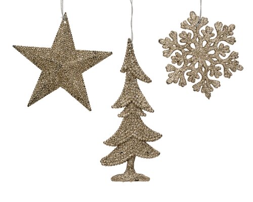 Decoris Figuren plastic glitter plastic glitter hanger 3ass - afbeelding 1