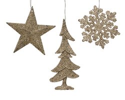 Decoris Figuren plastic glitter plastic glitter hanger 3ass - afbeelding 1