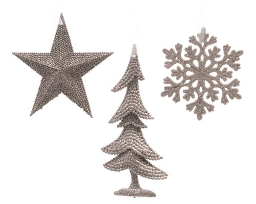 Decoris Figuren plastic glitter plastic glitter hanger 3ass - afbeelding 1