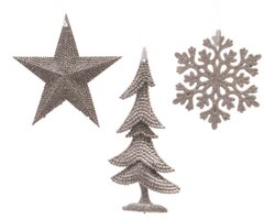 Decoris Figuren plastic glitter plastic glitter hanger 3ass - afbeelding 1