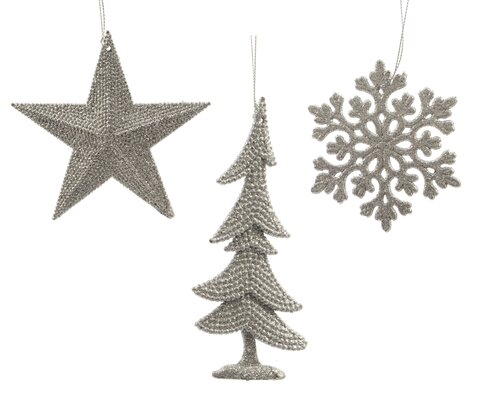 Decoris Figuren plastic glitter plastic glitter hanger 3ass - afbeelding 1