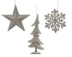 Decoris Figuren plastic glitter plastic glitter hanger 3ass - afbeelding 1