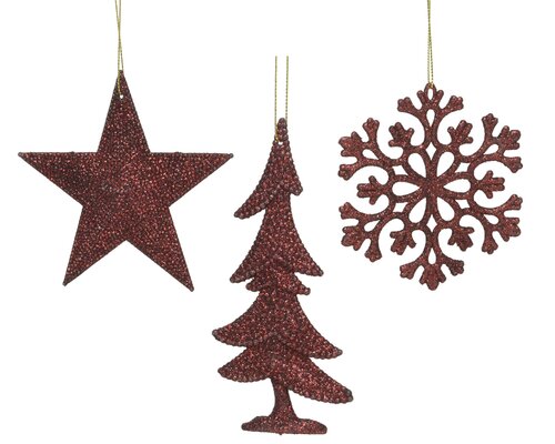 Decoris Figuren plastic glitter plastic glitter hanger 3ass - afbeelding 1