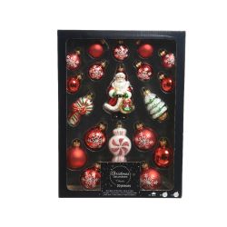 Decoris Figuur glas mix sneeuwvlok glitter glanzend mat wit rood