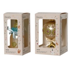 Decoris Figuur glas with glitter, with bow 2ass
