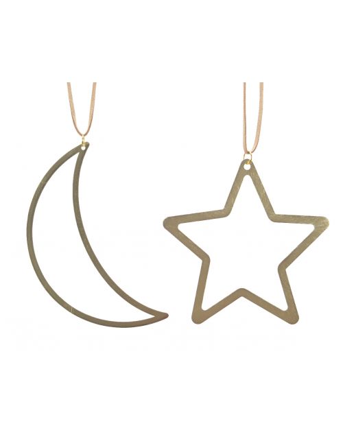 Decoris Figuur Legering Hang 2Ass Goud 12x12cm14x4.5cm