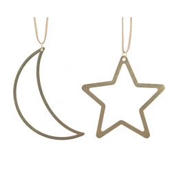 Decoris Figuur Legering Hang 2Ass Goud 12x12cm14x4.5cm