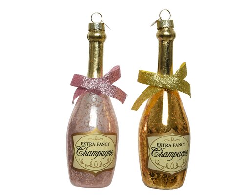 Decoris Fles glas bow,sticker,glitter 2kl.ass