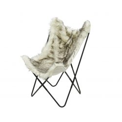 decoris fur butterfly chair  light grey