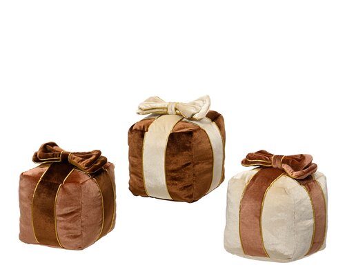 Decoris Giftbox polyester fluweel giftbox bow 3col ass
