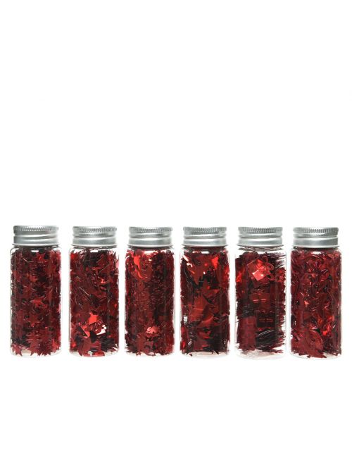 Decoris  glitter figurines 6ass Christmas red