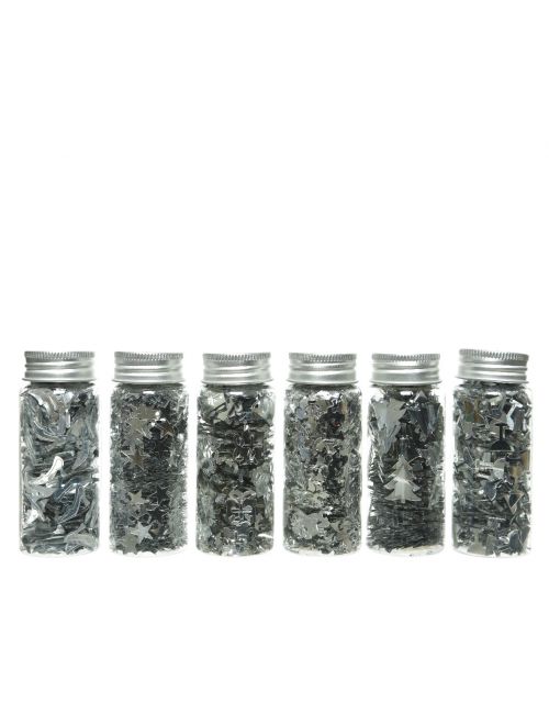 Decoris glitter figurines 6ass silver