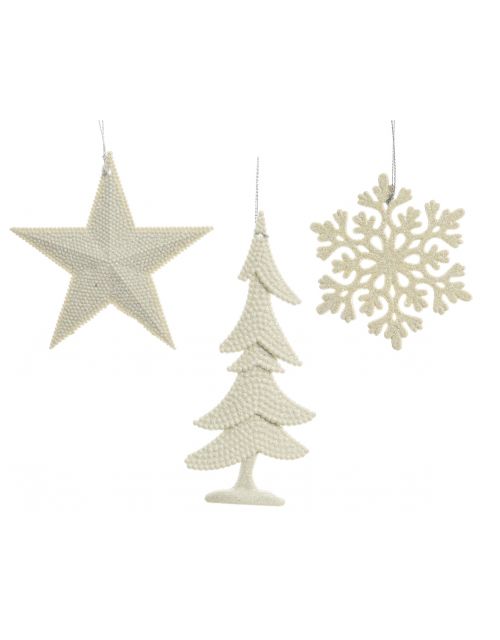 Decoris Hanger Plastic Glitter 3Ass Wit assorted