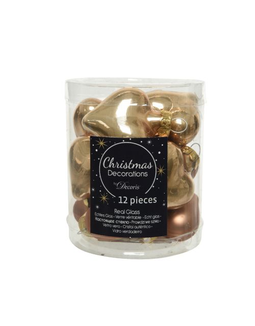 Decoris Hart glas mix camel bruin