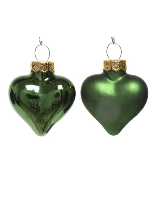 Decoris Hart glas mix dennengroen