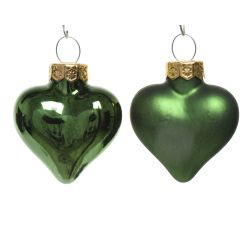 Decoris Hart glas mix dennengroen