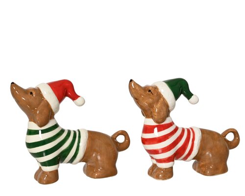 Decoris Hond dolomiet dog glazed 2col ass