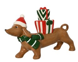 Decoris Hond dolomiet dog glazed presents