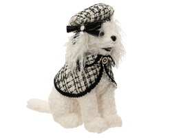 Decoris Hond kunstbont polyester black/white hat and cloth