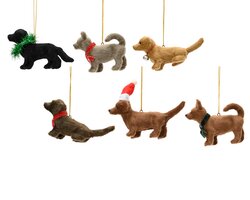 Decoris Hond plastic red/gold hanger, golden hanger 6ass