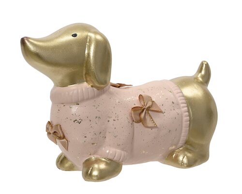Decoris Hond terracotta dog with bow
