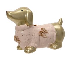 Decoris Hond terracotta dog with bow