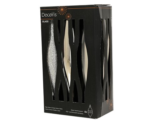 Decoris Ijspegel glas shiny - matt - glitter mix - afbeelding 1