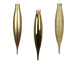 Decoris Ijspegel glas shiny - matt - glitter mix - afbeelding 2
