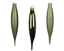 Decoris Ijspegel glas shiny - matt - glitter mix - afbeelding 2