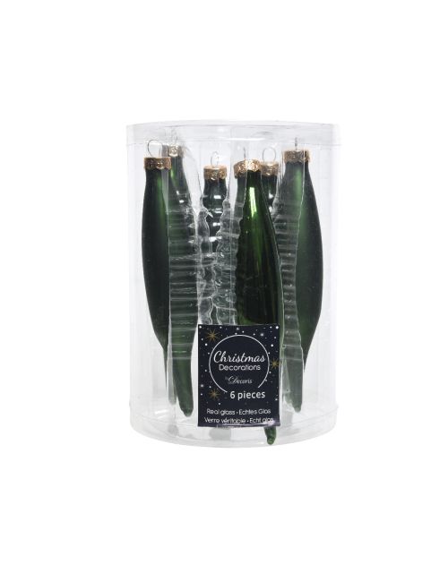 Decoris ijspegels glas mix glanzend mat dennengroen