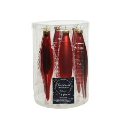 Decoris Ijspegel glas mix kerstrood dia3cm x H.15cm