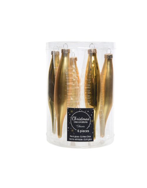 Decoris ijspegels glas mix glanzend mat licht goud