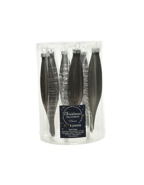 Decoris ijspegels glas mix glanzend mat warm grijs