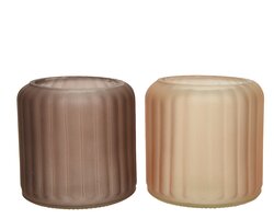 Decoris kaars houder mat glas assorti 2
