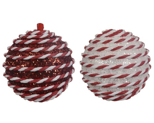 Decoris Kerstbal foam glitter 2col ass