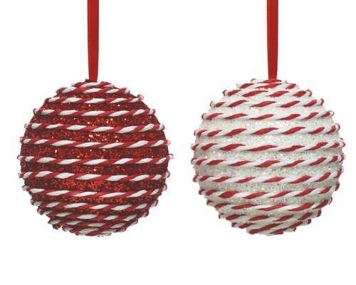 Decoris Kerstbal foam glitter 2col ass