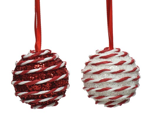 Decoris Kerstbal foam glitter 2col ass