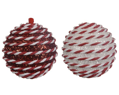 Decoris Kerstbal foam glitter 2col ass