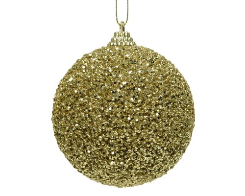 Decoris Kerstbal foam glitter beads licht goud