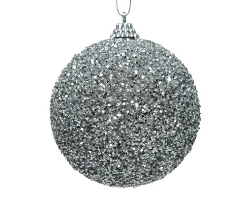 Decoris Kerstbal foam glitter beads zilver