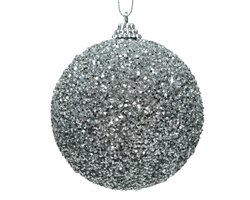 Decoris Kerstbal foam glitter beads zilver
