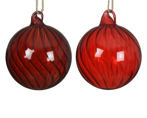Decoris Kerstbal glas clear w swirl 2col ass