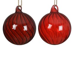 Decoris Kerstbal glas clear w swirl 2col ass