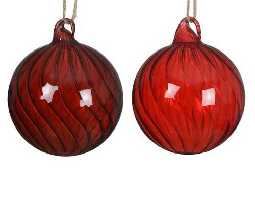 Decoris Kerstbal glas clear w swirl 2col ass