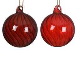 Decoris Kerstbal glas clear w swirl 2col ass