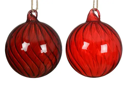 Decoris Kerstbal glas 2col ass - afbeelding 1