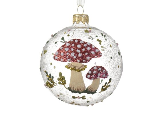 Decoris Kerstbal glas clear mushroom - afbeelding 1